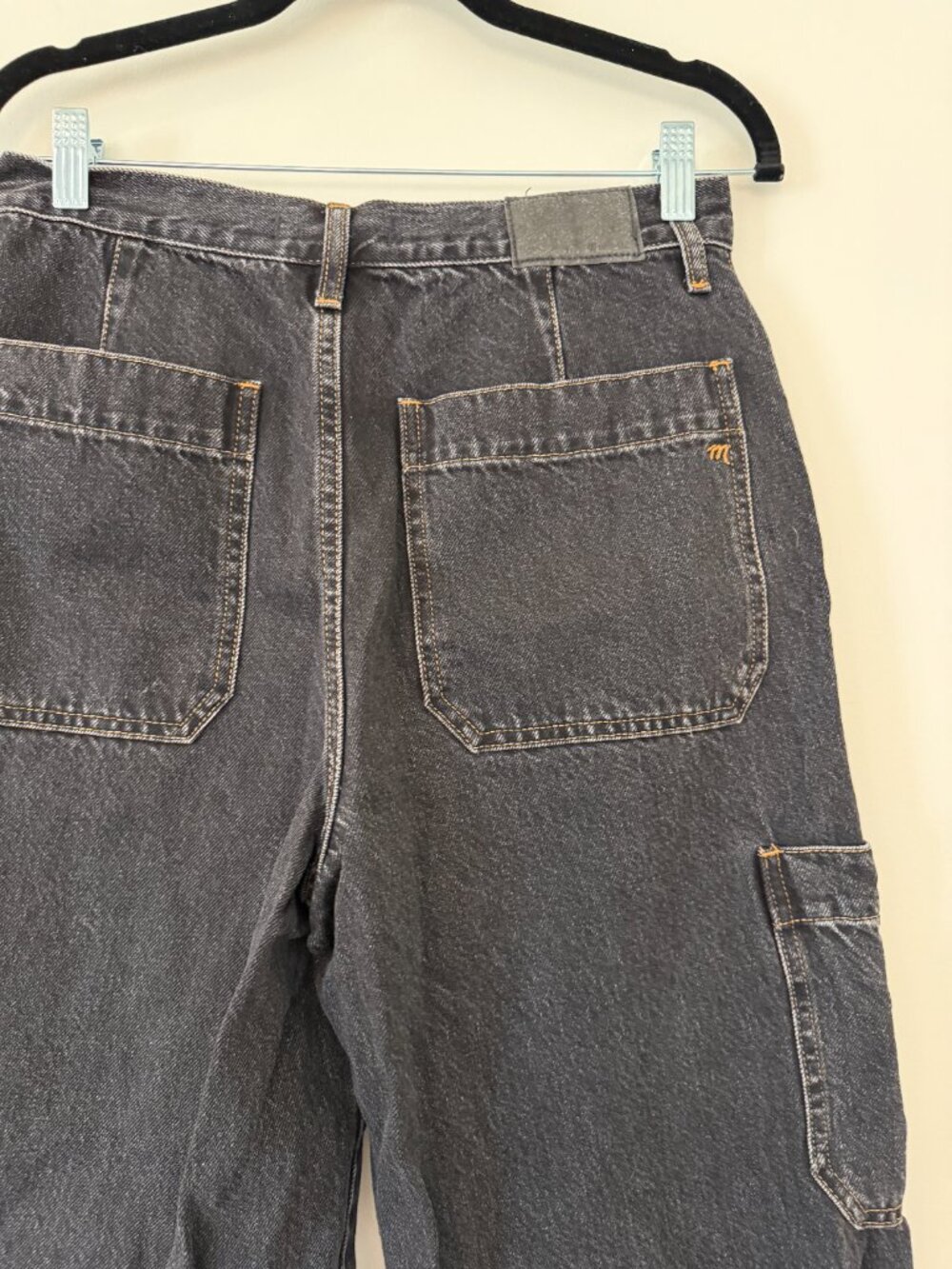 Madewell Baggy Straight Cargo Jeans Black Wash Size 28 - Picture 7 of 7